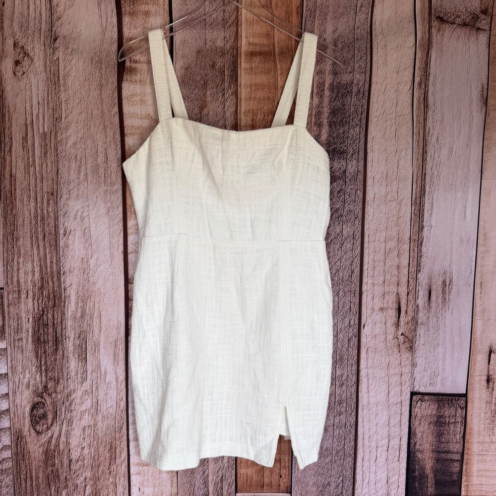 Abercrombie & Fitch Mini Dress Cream Textured Coquette Summer Vacation Large NWT